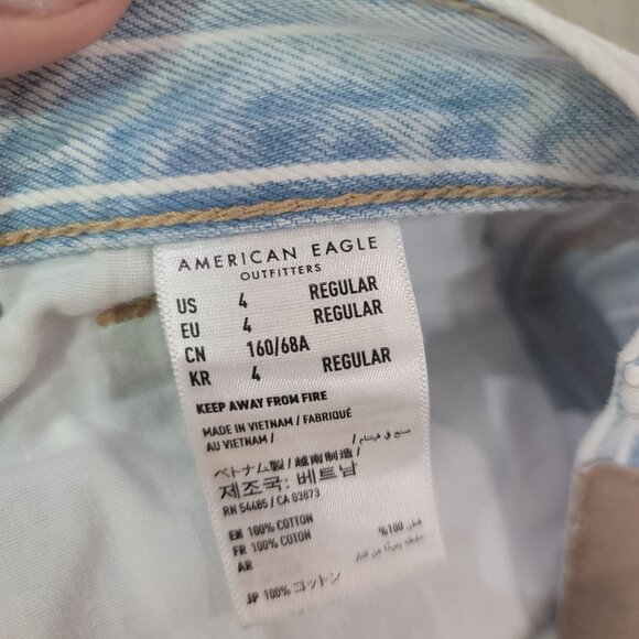 American Eagle Women's Regular Fit Light Blue Pinstripe Jeans Size 4 100% Cotton - Picture 7 of 9